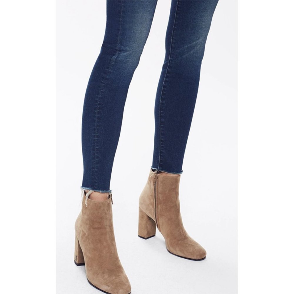 Mother The Looker Ankle Fray Jeans Skinny Super Stretch Denim Fast Times Wash 24 - Picture 3 of 11